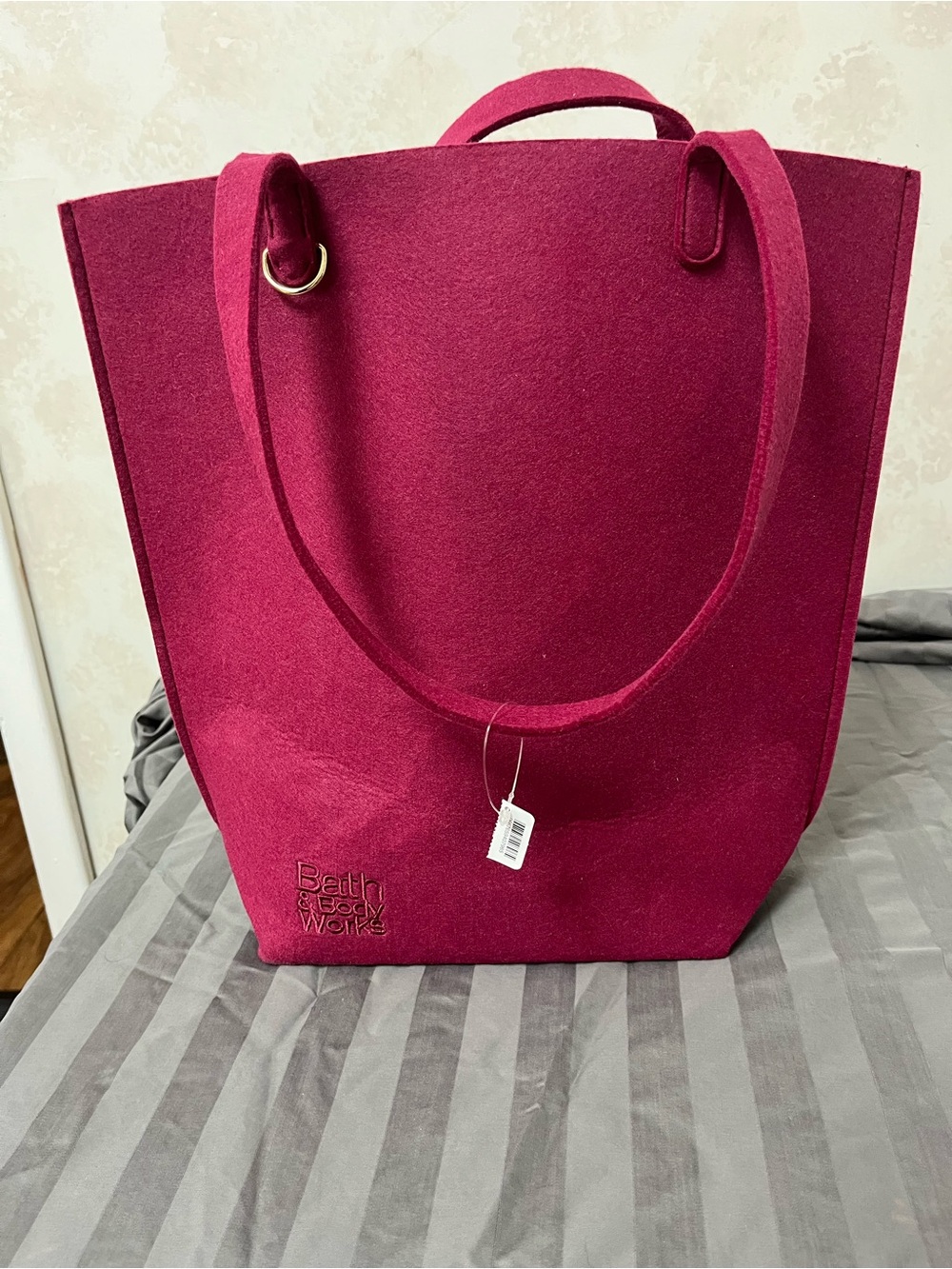 Bath & Body Works Deep Pink Felt Tote Bag